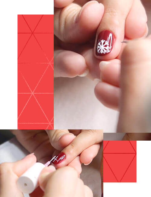 Diseño de copo de nieve para uñas navideñas - paso 2