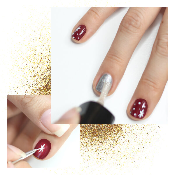 Decoración uñas navideñas glam paso dos estrella