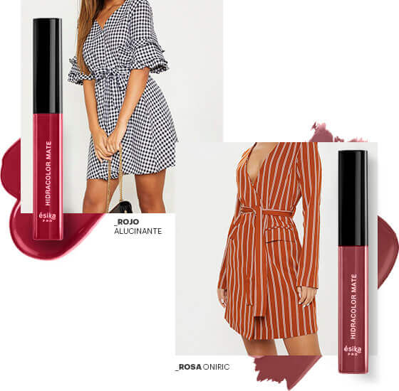 Combinacion prenda brunch con labial Rojo Alucinante - Rosa Oniric