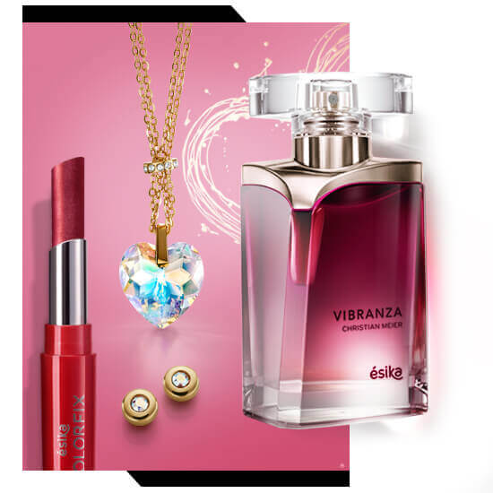 Labial Colorfix Fragancia Vibranza set de aretes de Esika