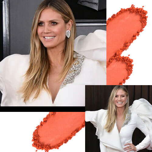 Heidi Klum outfit Blanco Tridimensional Grammy 2019 Rubor Durazno Intense de Esika